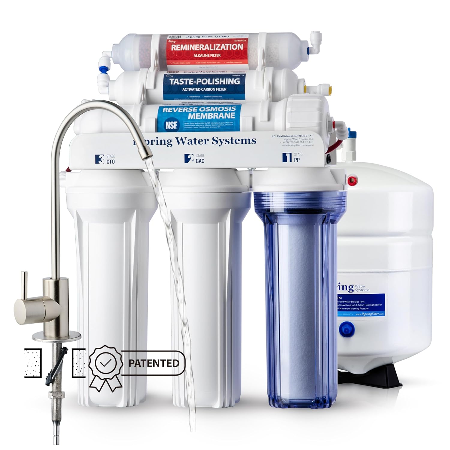 iSpring RCC7AK, NSF Certified, 75 GPD, Alkaline 6-Stage Reverse Osmosis System, pH+ Remineralization - B005LJ8EXU