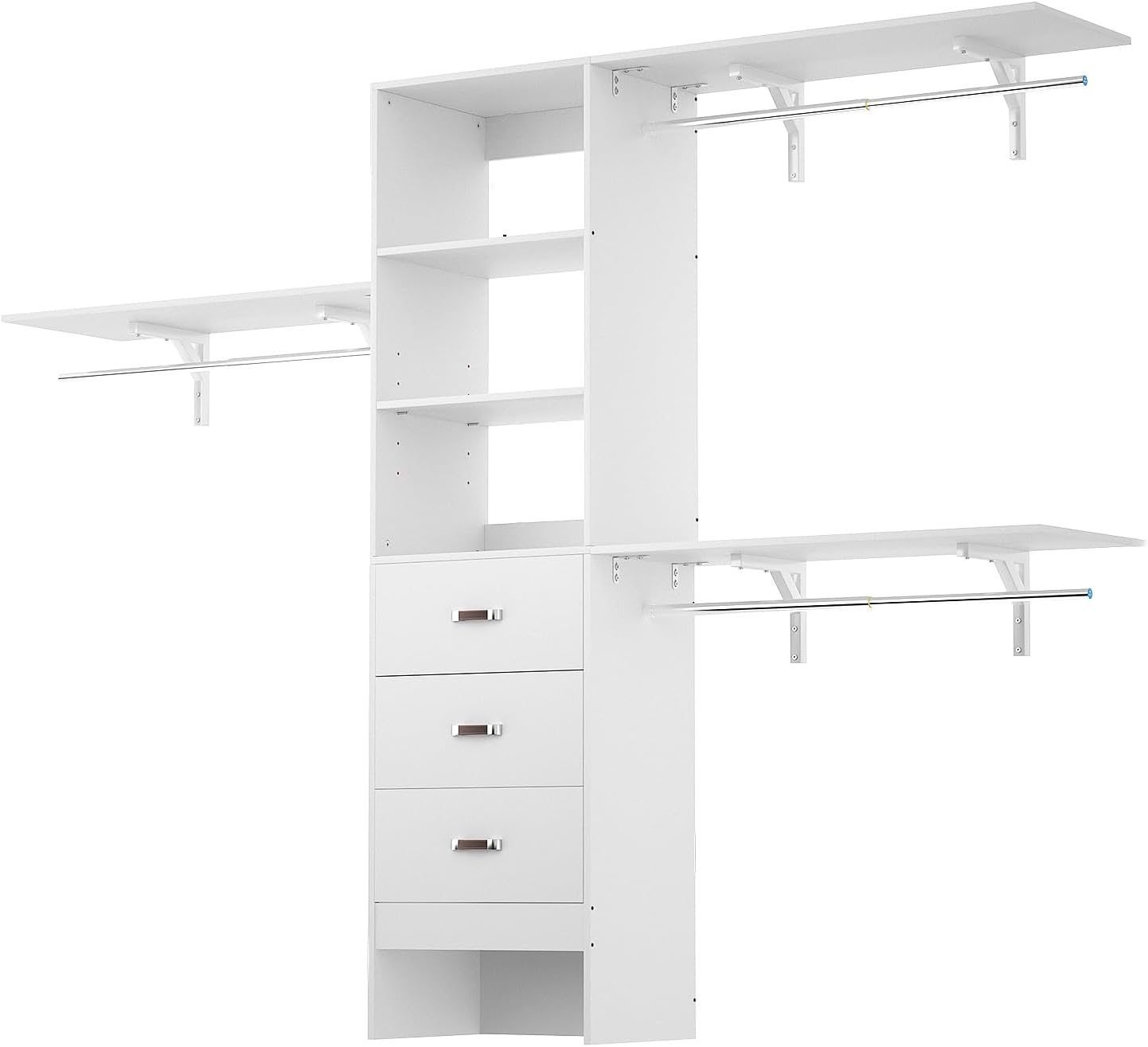 iSunirm 8FT Closet System, 96'' Closet Organizer System with 3 Hanging Rods, Wall Mount Bedroom - B0CLR7M8QW