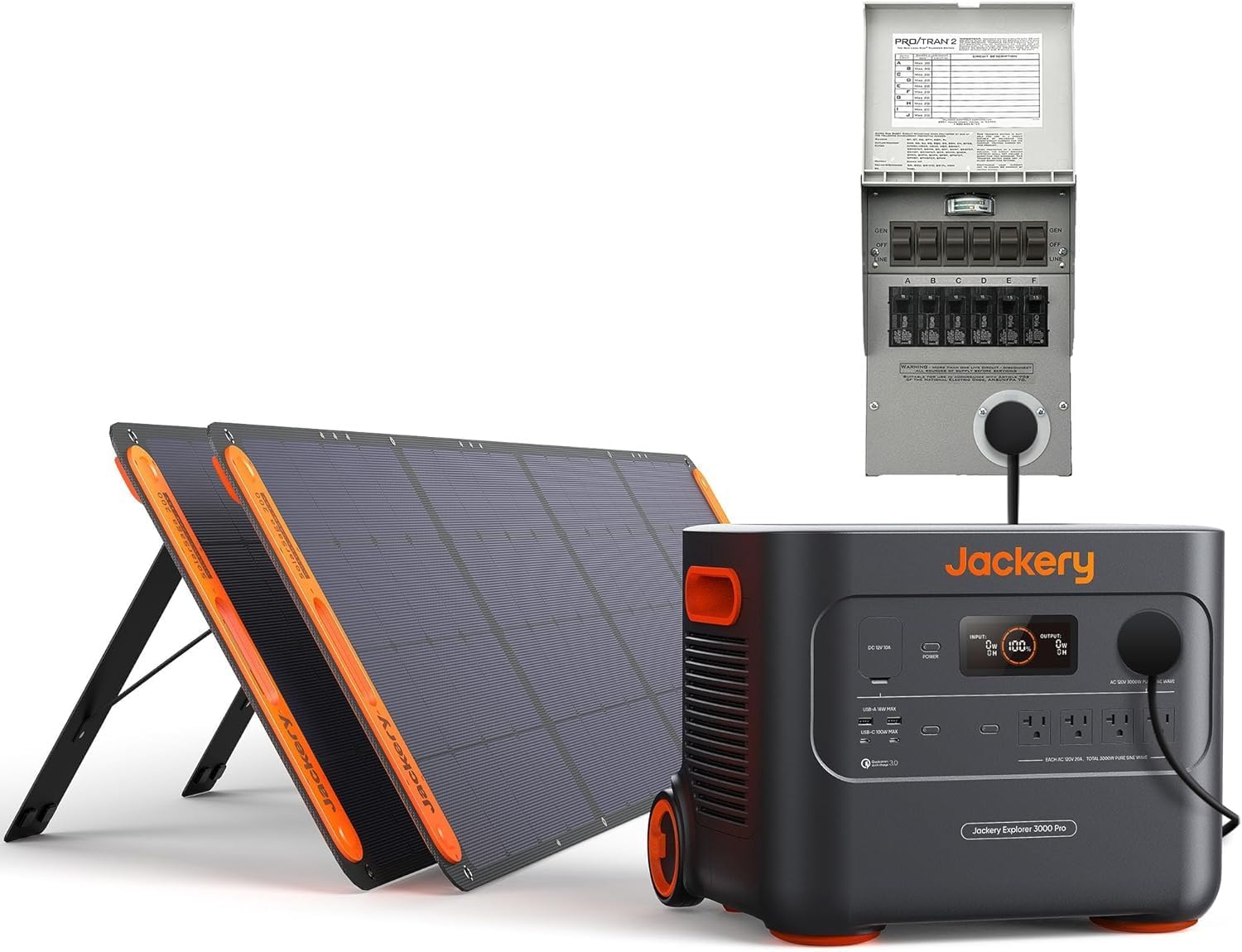 Jackery Explorer 3000 Pro Solar Generator + Manual Transfer Switch, 3024Wh 3000W Portable Power Stat - B0CMDC4S1T