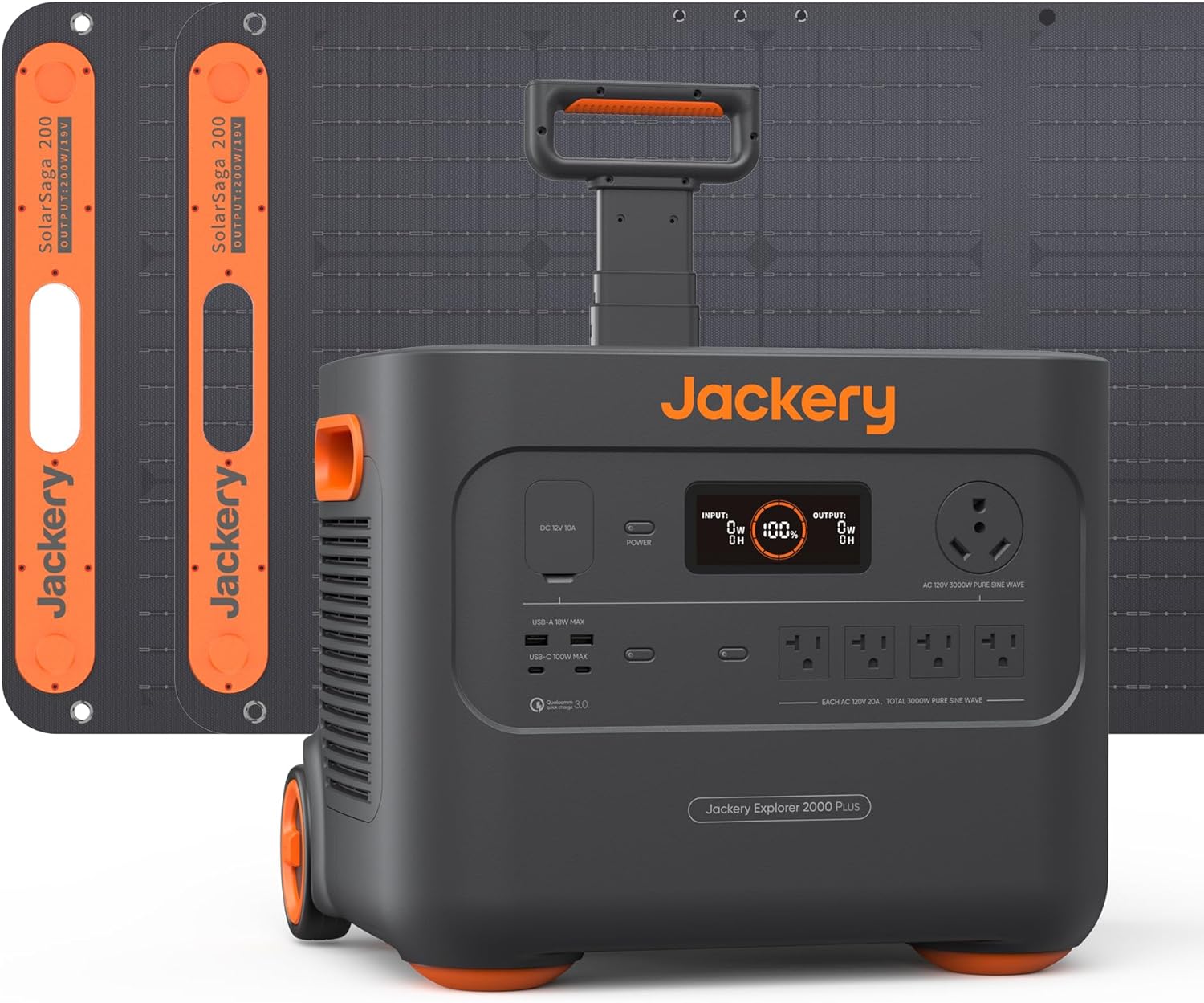 Jackery Solar Generator 2000 Plus 400W, 2042Wh LiFePO4 Battery 3000W Output, Portable Power Station - B0C6DLTP81