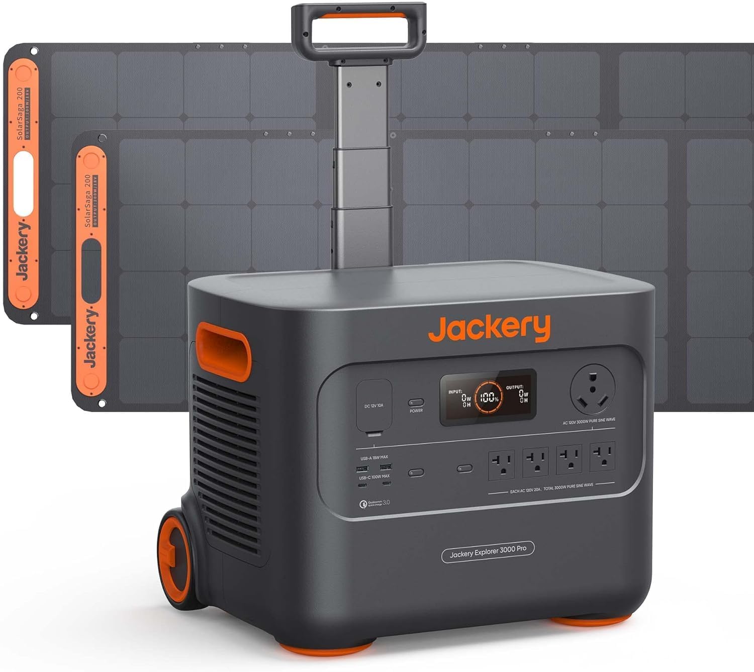 Jackery Solar Generator 3000 PRO 400W, 3024Wh Power Station with 2x200W Solar Panels, Fast Charging - B0BXSPN7D6