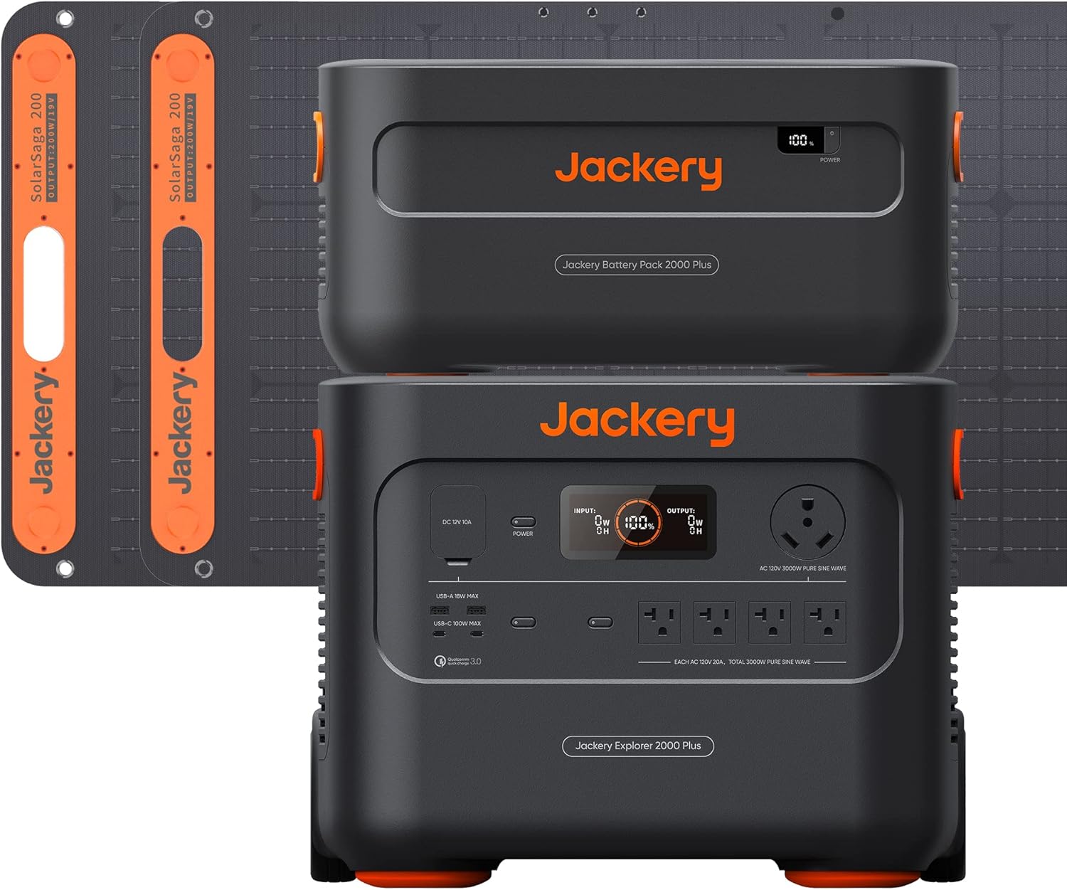 Jackery Solar Generator 4000 Kit, Explorer 2000 Plus and 1X PackPlus E2000 Plus Expandable Battery - B0C6DP7VXX