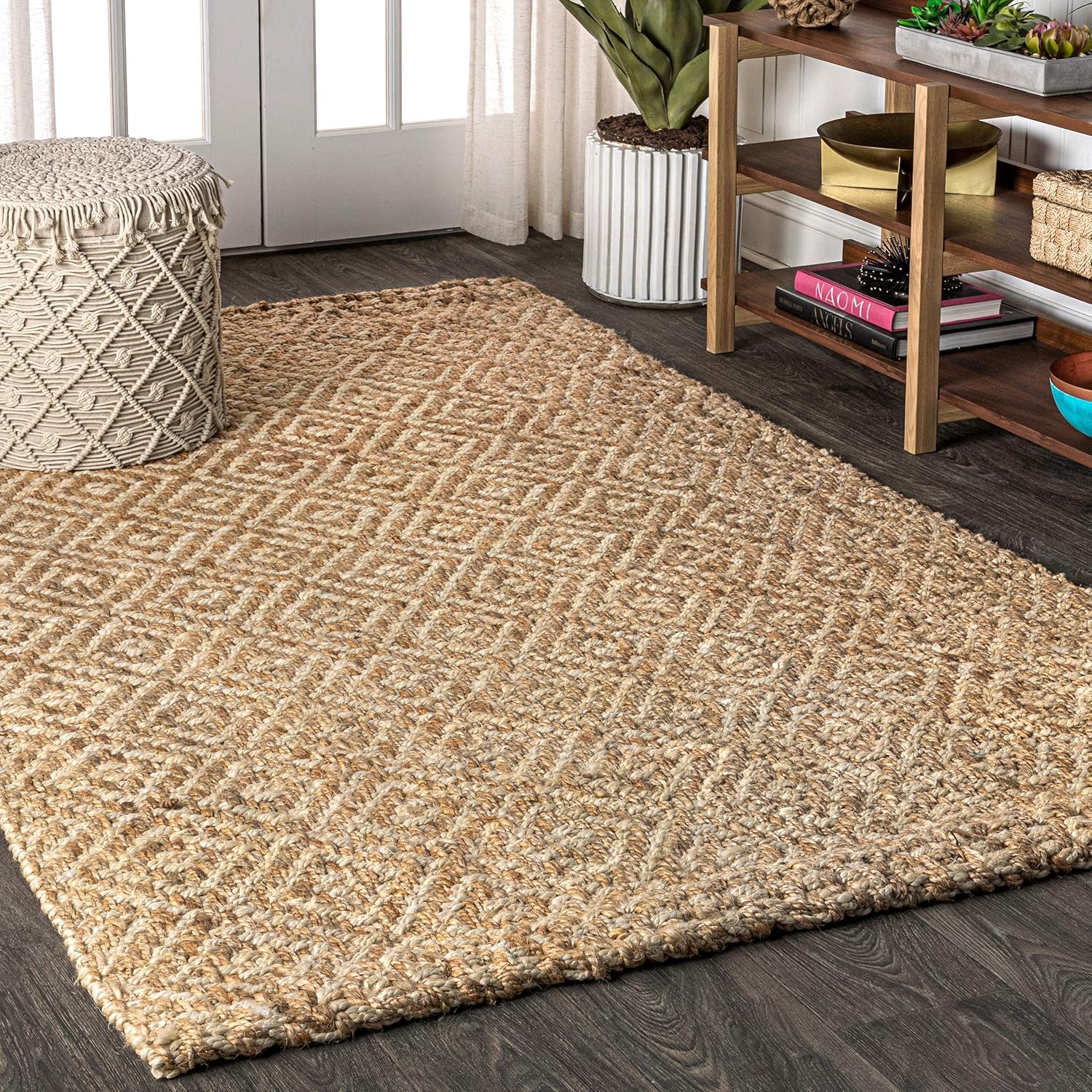 JONATHAN Y NFR100A-8 Hira Hand Woven Diamond Chunky Jute Indoor Area-Rug Bohemian Farmhouse Easy-Cle - B07Z5PT1YH