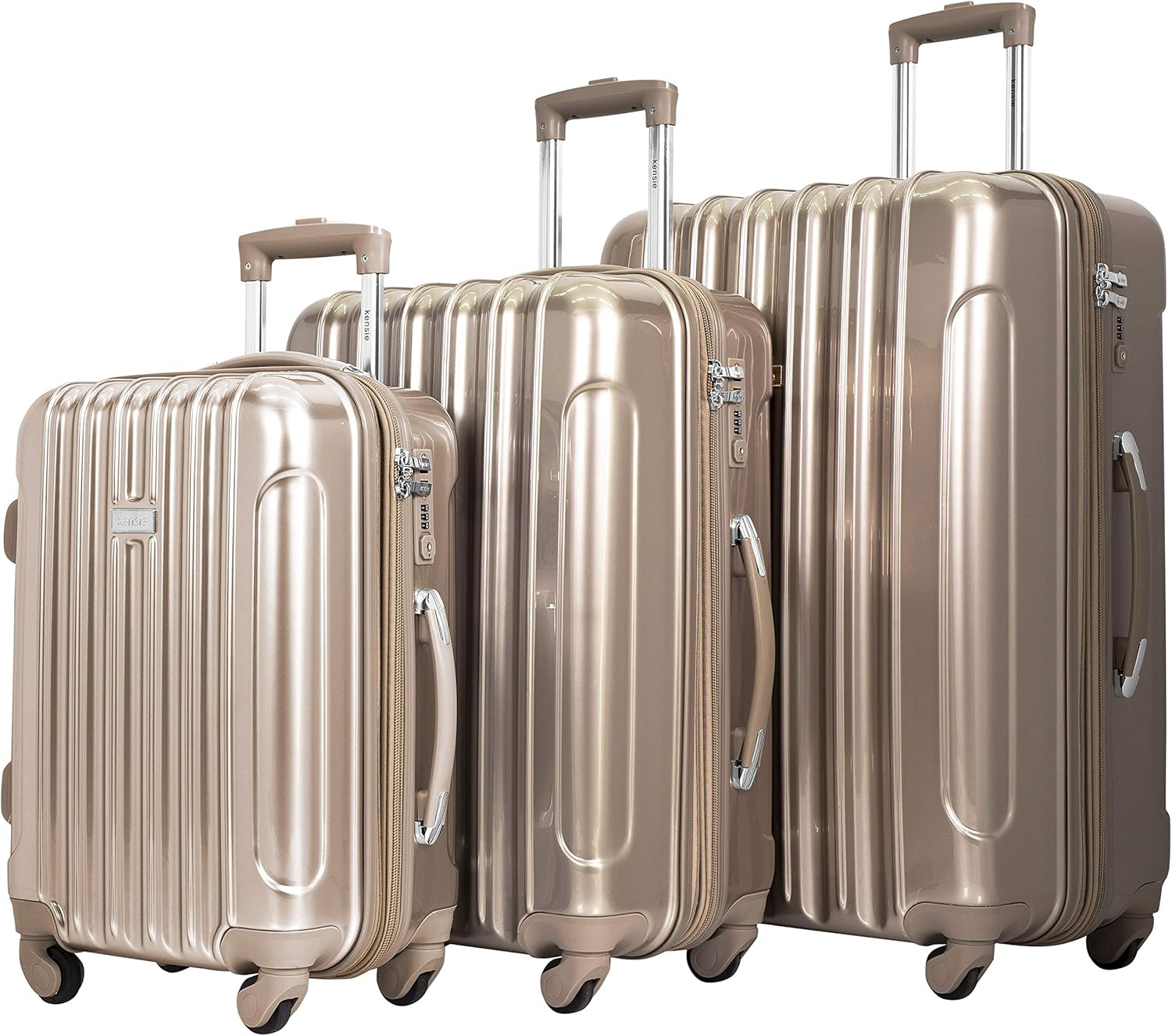 kensie Women's Alma Luggage, Pale Gold, 3 Piece Set (28"/24"/20") - B07SG74XS9