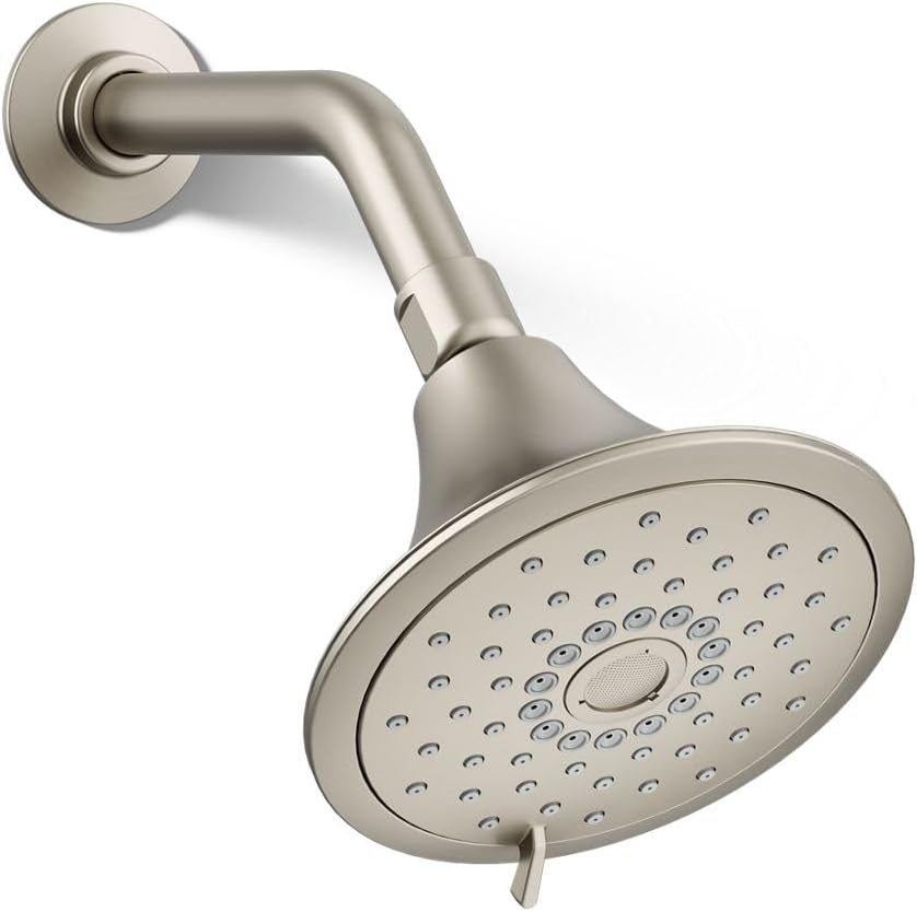 KOHLER 22169-BN Forte Multifunction Showerhead, Wall-Mount, 3 Spray Settings, 2.5 GPM, Vibrant Brush - B07KGHM3FF