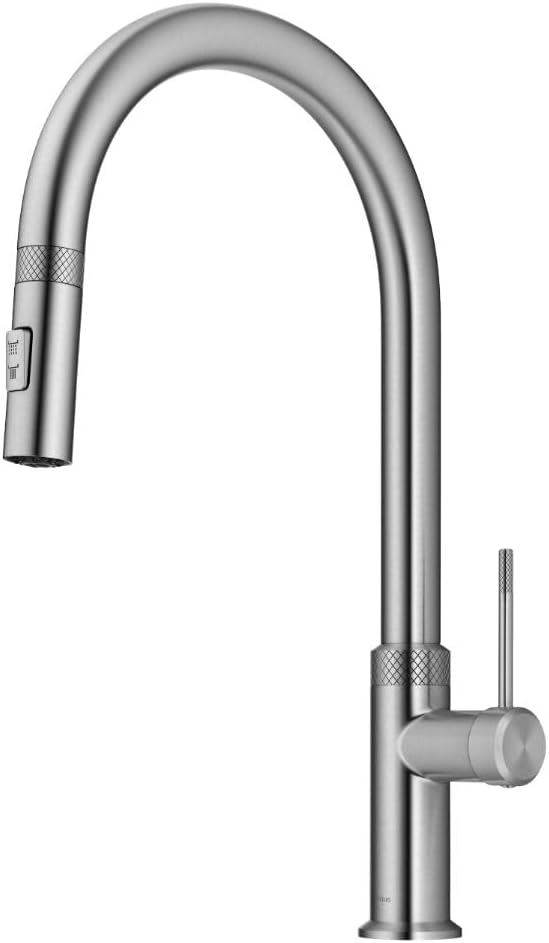 KRAUS Oletto Modern Industrial Pull-Down Single Handle Kitchen Faucet in Spot Free Stainless Steel, - B08NS7GWL1