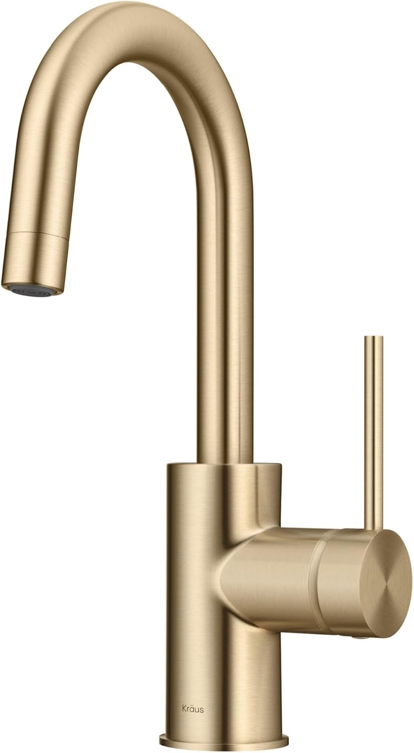 KRAUS Oletto Single Handle Kitchen Bar Faucet with QuickDock Top Mount Installation Assembly in Spot - B09B1BB3LY