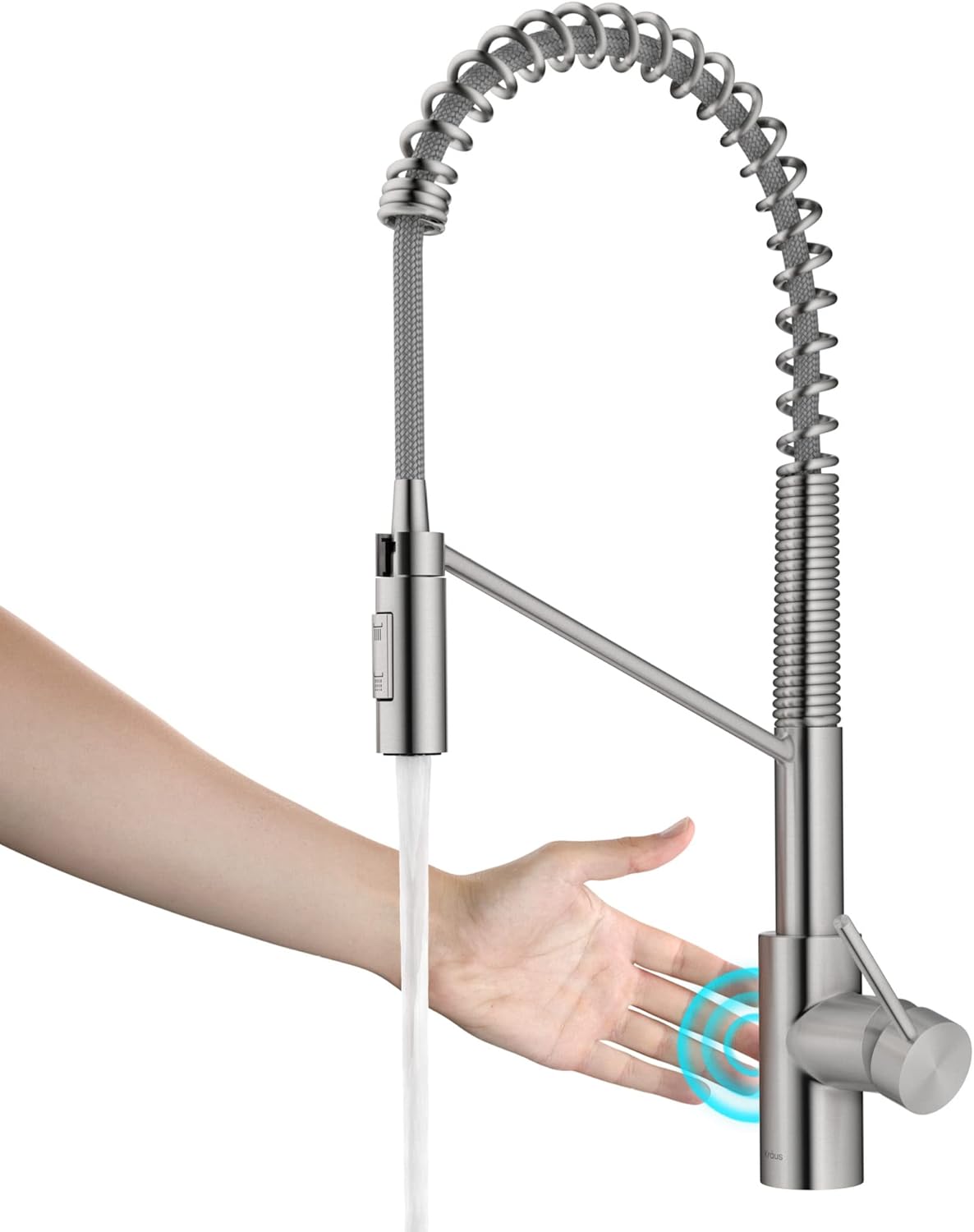 KRAUS Oletto Touchless Sensor Commercial Pull-Down Single Handle Kitchen Faucet with QuickDock Top M - B08ZBN1M9T