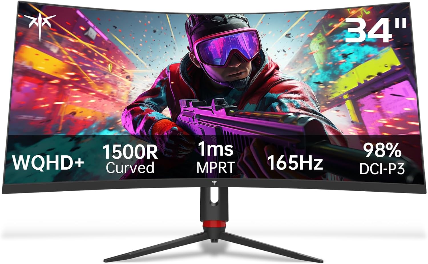 KTC 34'' Curved Ultrawide Gaming Monitor, 21:9, 3440x1440p 165Hz 1ms, 1500R Curved Monitor, Freesync - B0CSZ3T4FK