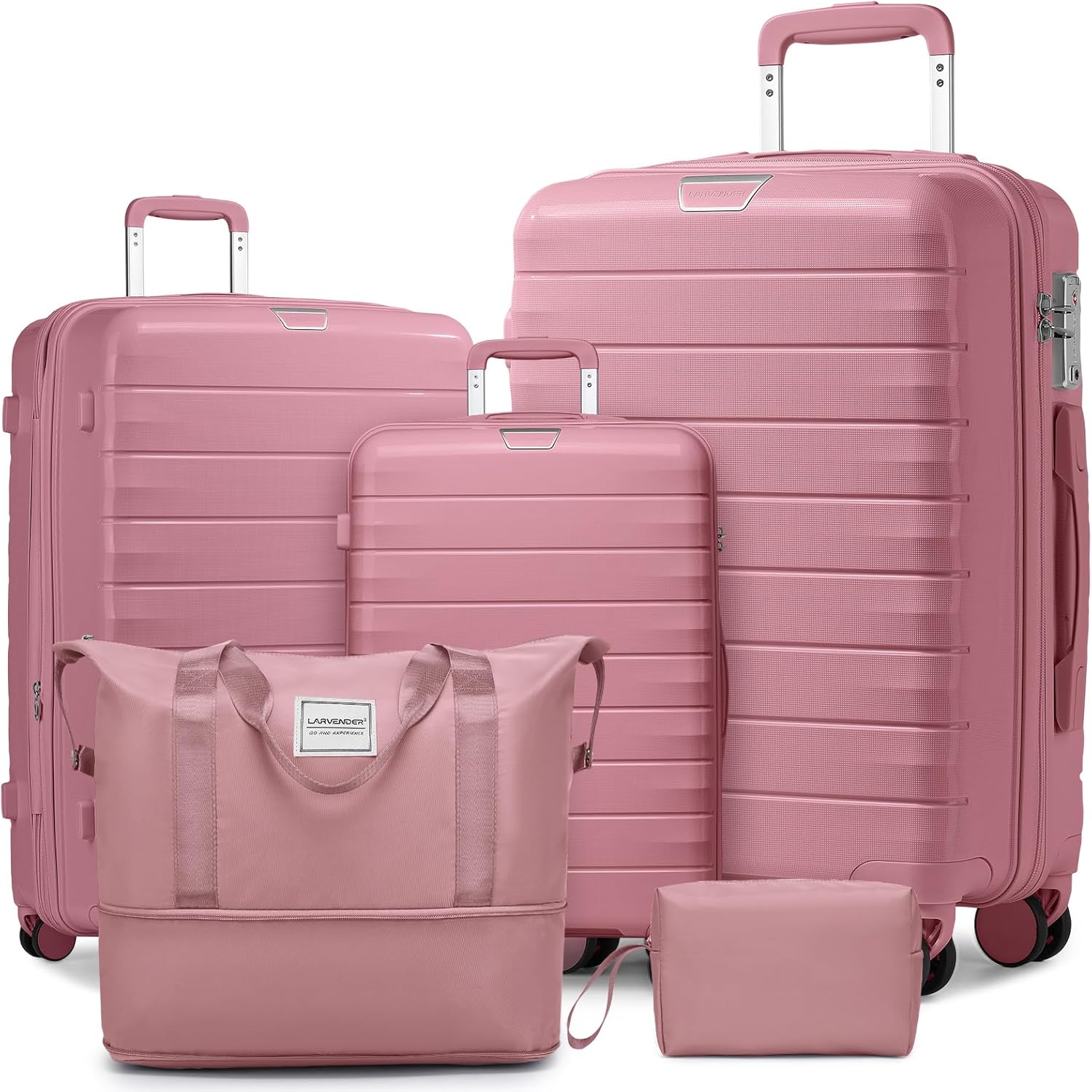 LARVENDER Luggage Sets 5 Piece with Duffel Bag Expandable(Only 28 inch) Hardside PP Carry On - B0CNRBY1WG