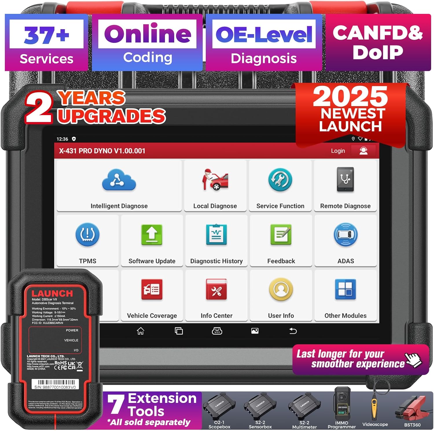 LAUNCH X431 PRO Dyno 2025 Upgrade Bidirectional Scan Tool for 99.99% of Cars, ECU Coding, - B0CH2TFY41