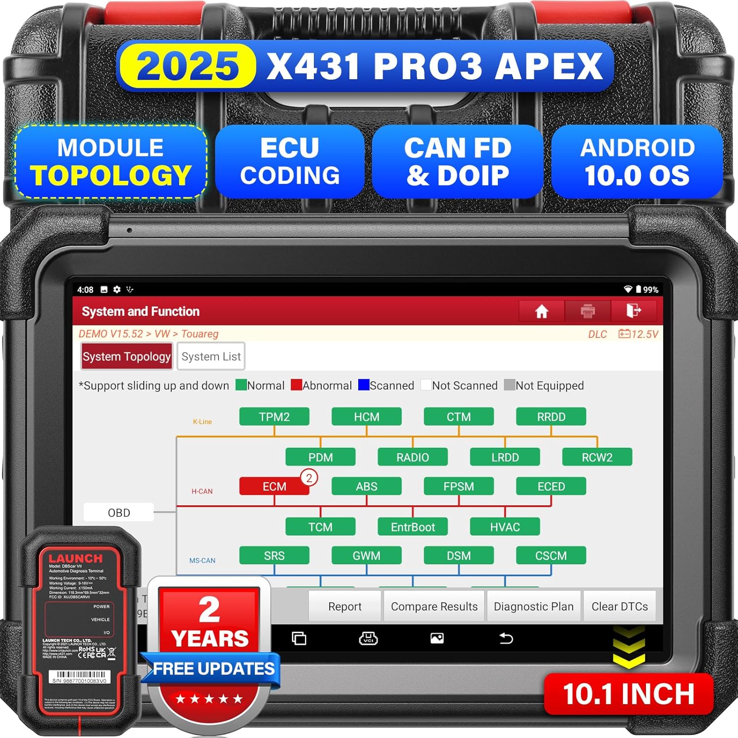 LAUNCH X431 PRO3 APEX OBD2 Scanner 2025 Upgraded Screen Wireless Diagnostic Tool with DBScar VII,OEM - B0D3LBX9LR