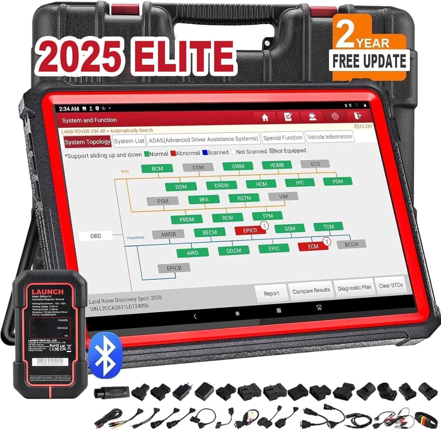 LAUNCH X431 PRO3S+ V5.0 High-End Scanner, 2025 Upgrade Topology Mapping, ECU Coding, Bidirectional C - B092894STV