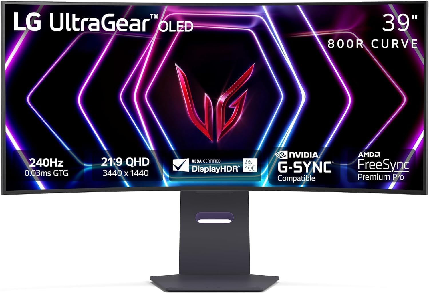 LG 39GS95QE Ultragear OLED Curved Gaming Monitor 39-Inch WQHD 800R 240Hz 0.03ms DisplayHDR True Blac - B0CV1VL18C