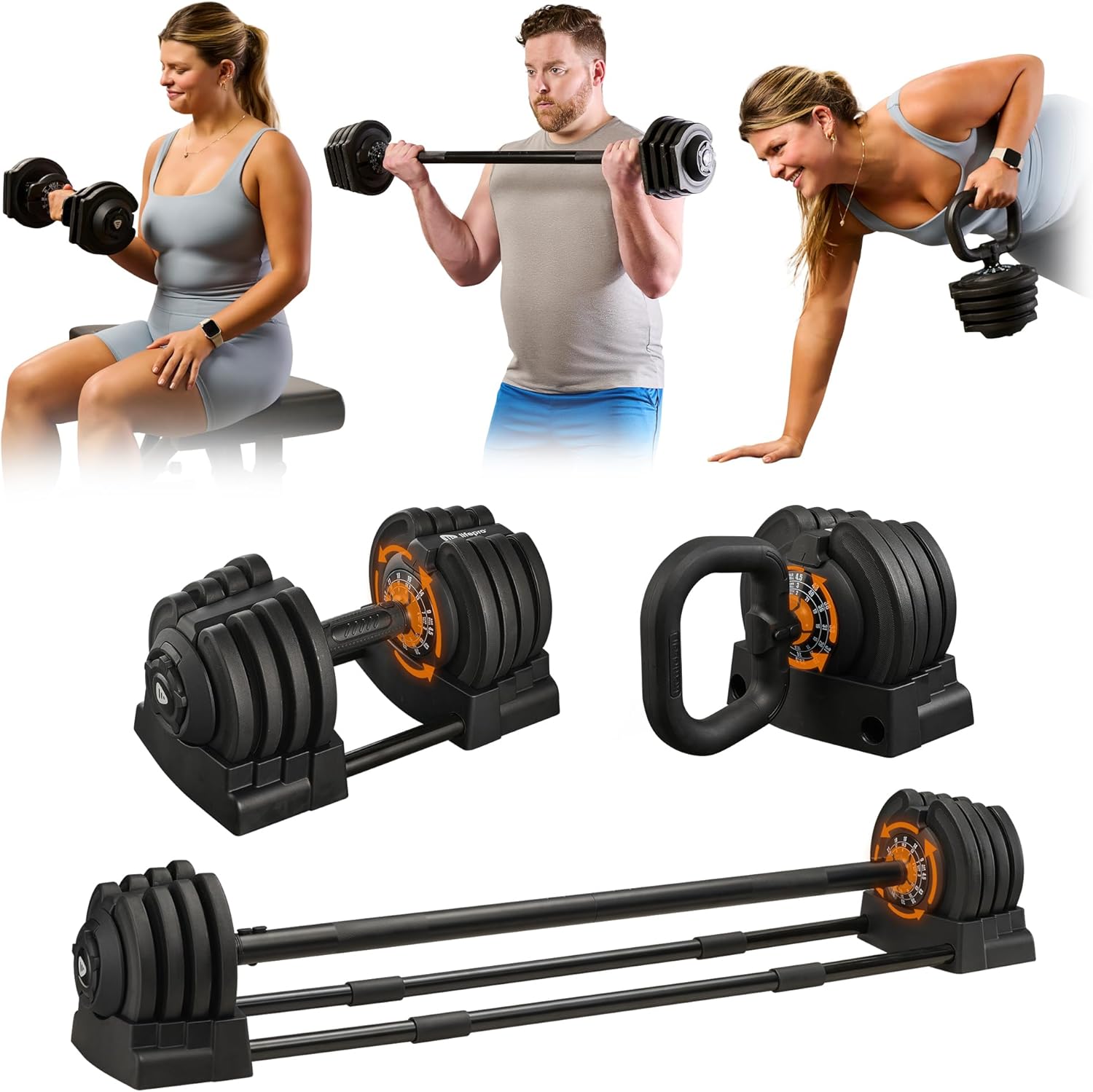 LifePro Adjustable Dumbbells Set/Single - 15lb 43lb 55lb 25 lb Dumbbell Sets with Rack - - B0C7Y6DC4S