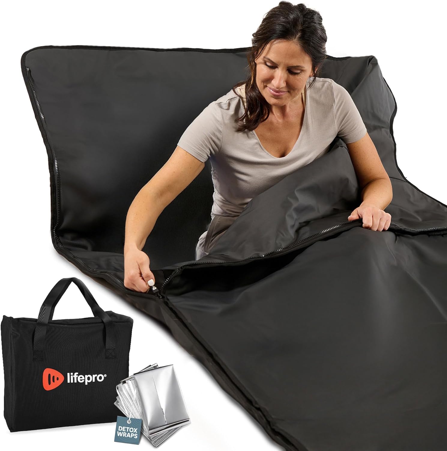Lifepro Infrared Sauna Blanket for Detox & Relaxation â€“ Portable Far Infrared at Home Sauna - B09PSKN6X3