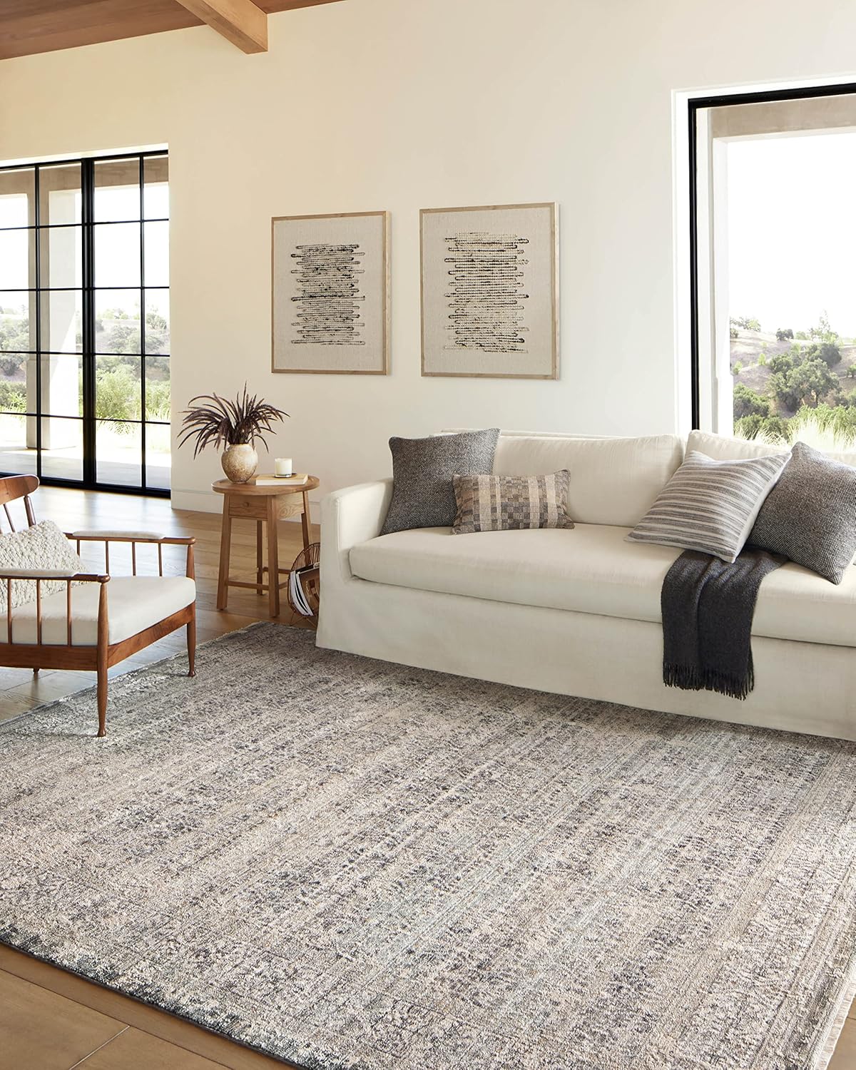 Loloi Amber Lewis Alie Collection ALE-04 Sky/Stone 7'-10'' x 10', .13'' Pile Height, Area Rug - B0BGYM78WP