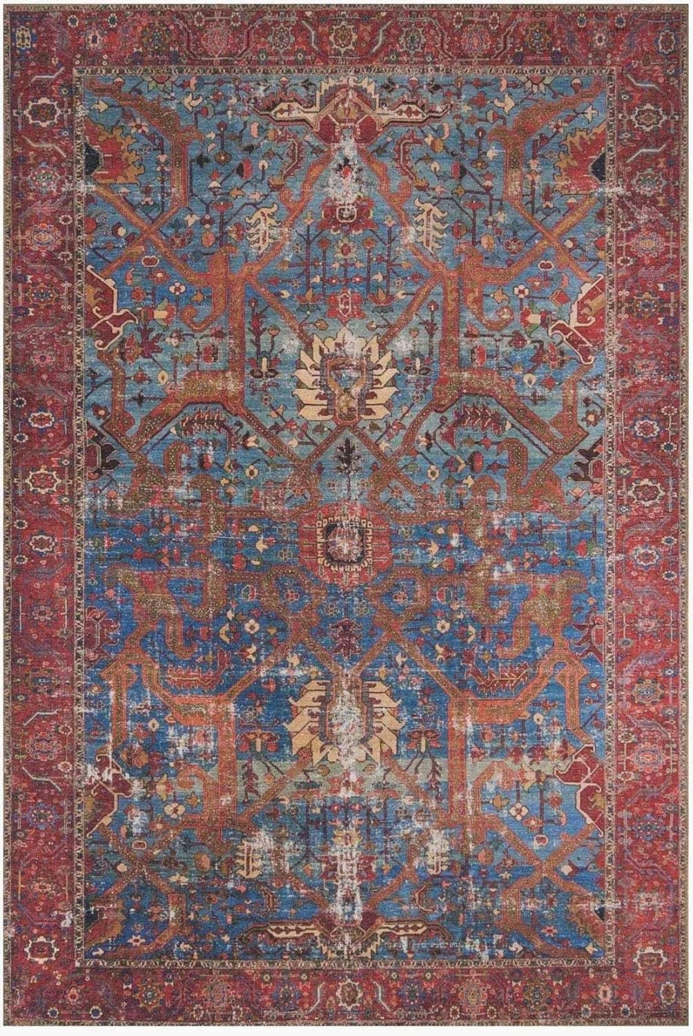 Loloi II Loren Blue/Red 8'-4" x 11'-6" Area Rug - B07B6B26XX