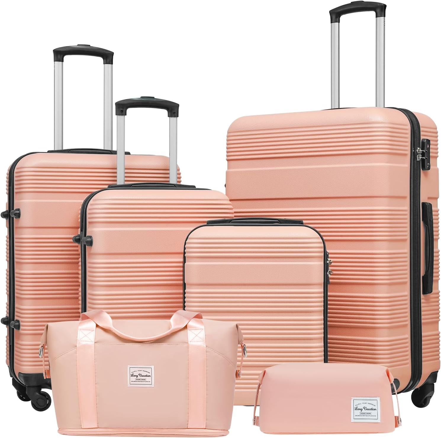 LONG VACATION Luggage Set Lightweight Carry on Suitcase ABS Hardshell Luggage TSA Lock Spinner Wheel - B0CGXCK448