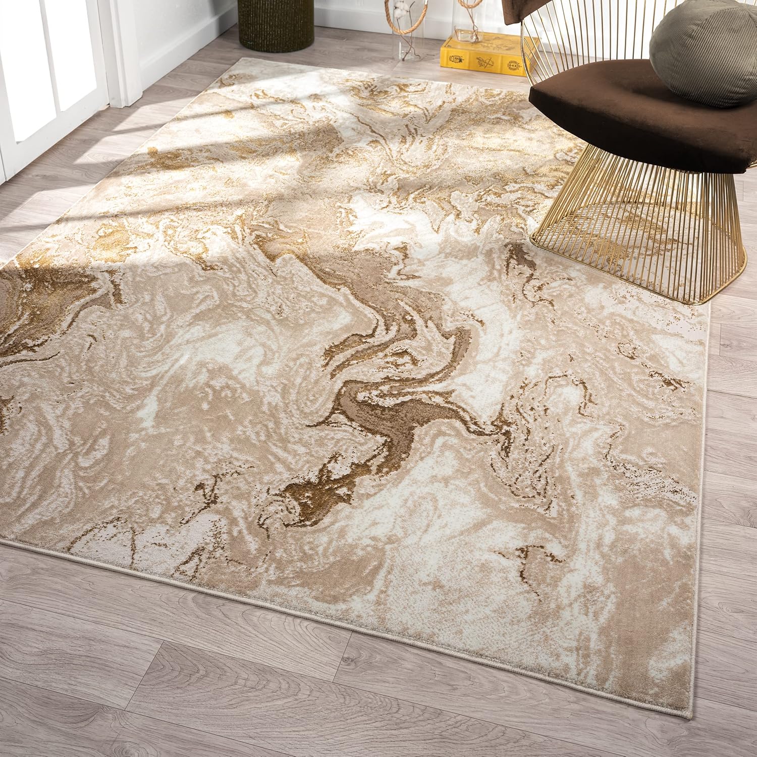 LUXE WEAVERS Marble Swirl Abstract Area Rug, Beige 8x10 - B0B1S3MV1K