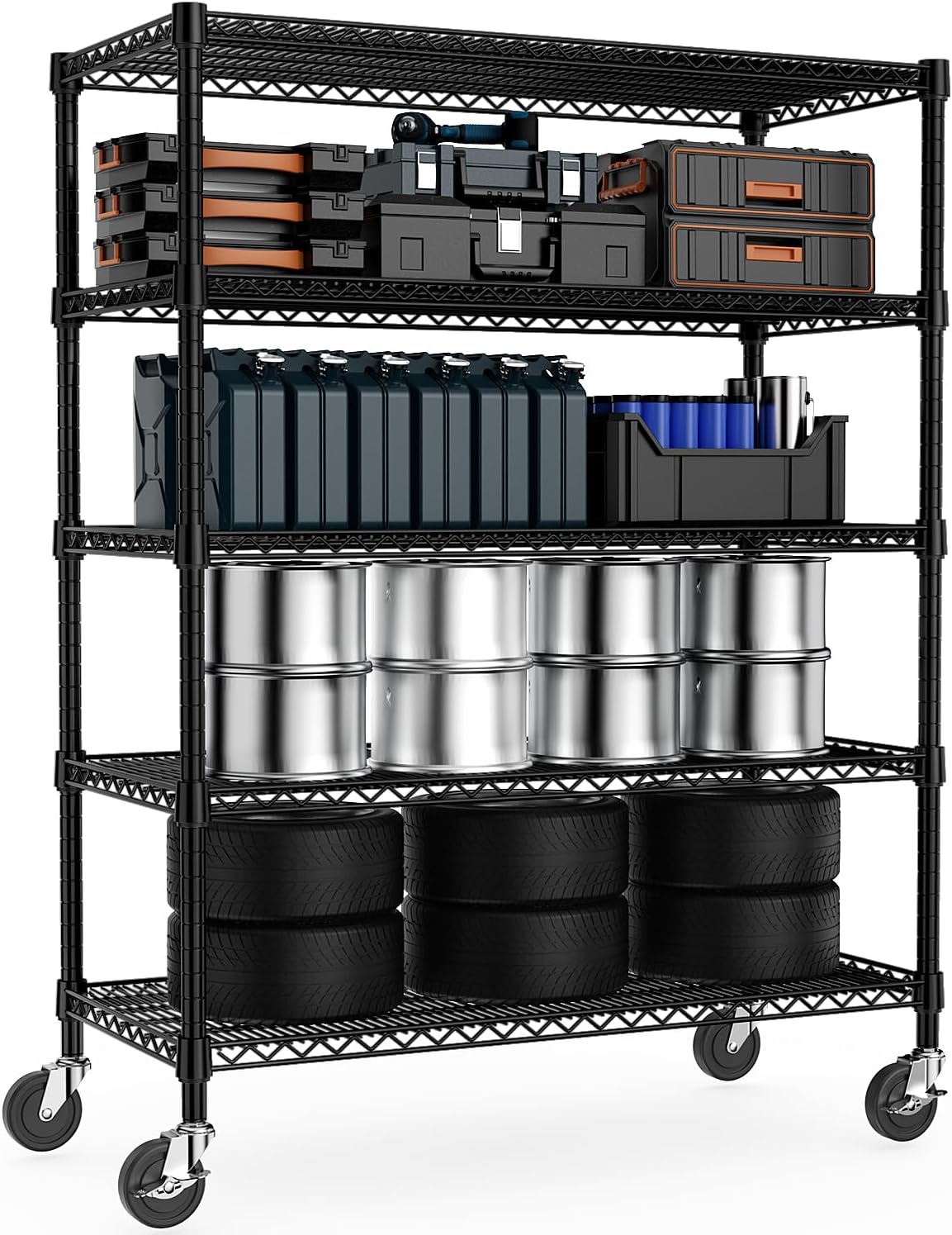 M MZG Garage Shelving 5 Tier Industrial Metal Shelving Units for Commercial, Basement, Pantry, Wareh - B0CYH59BL1