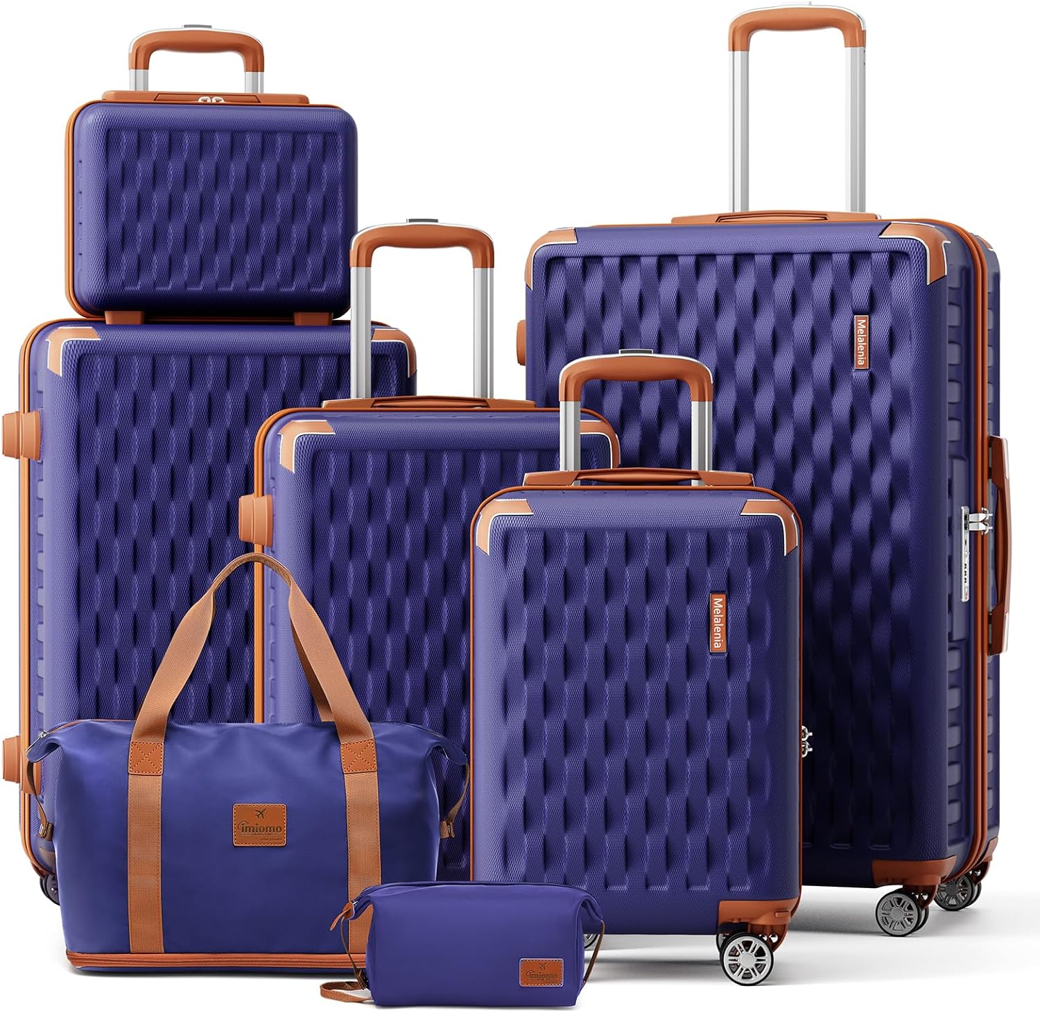 Melalenia Luggage Sets 7 Piece Hard Shell Carry on Suitcase with Spinner Wheels and TSA - B0CZNKKMS7