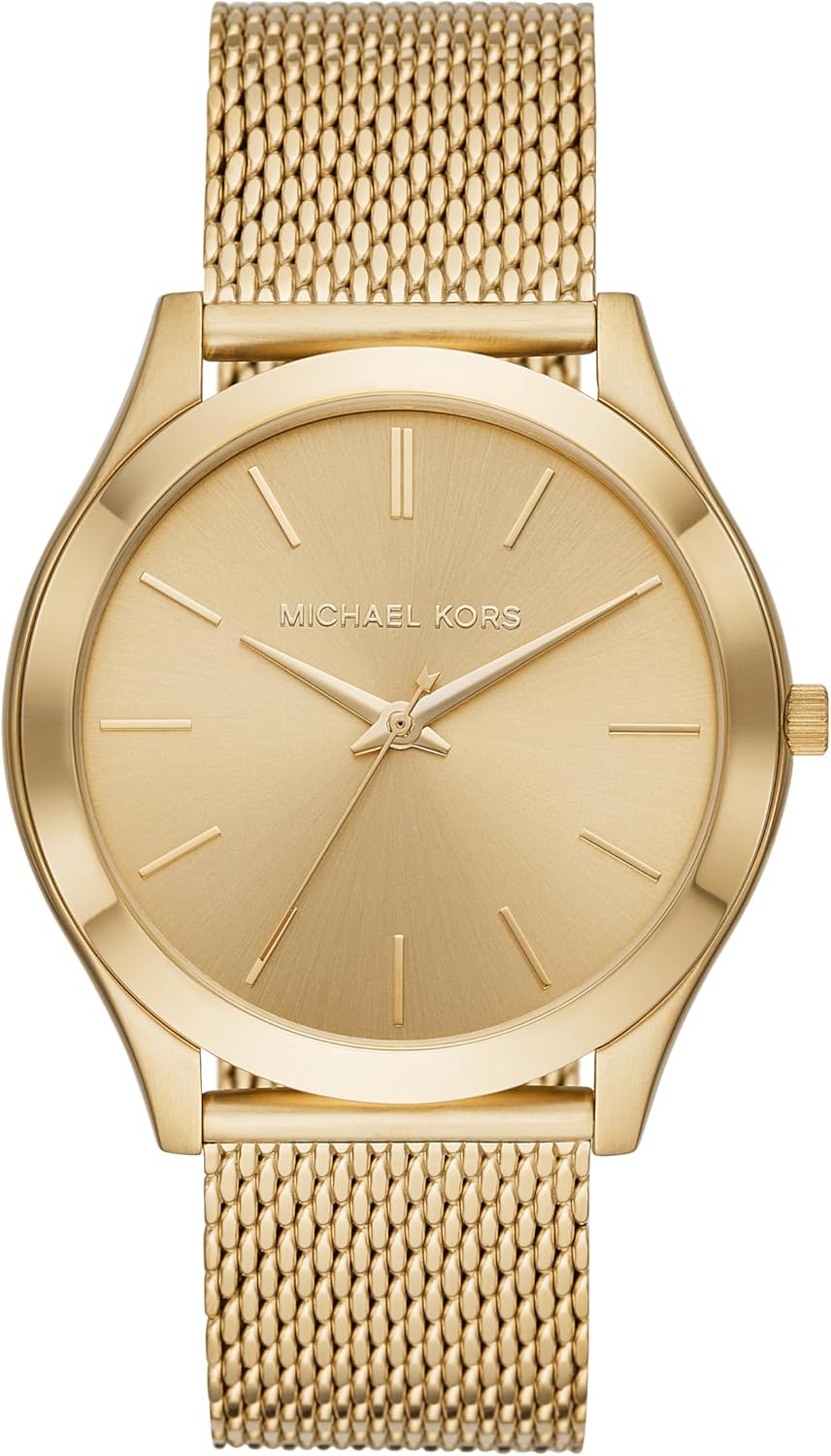 Michael Kors Slim Runway Three-Hand Gold-Tone Stainless Steel Mesh Men's Watch (Model: MK8625) - B07CNRQZB8