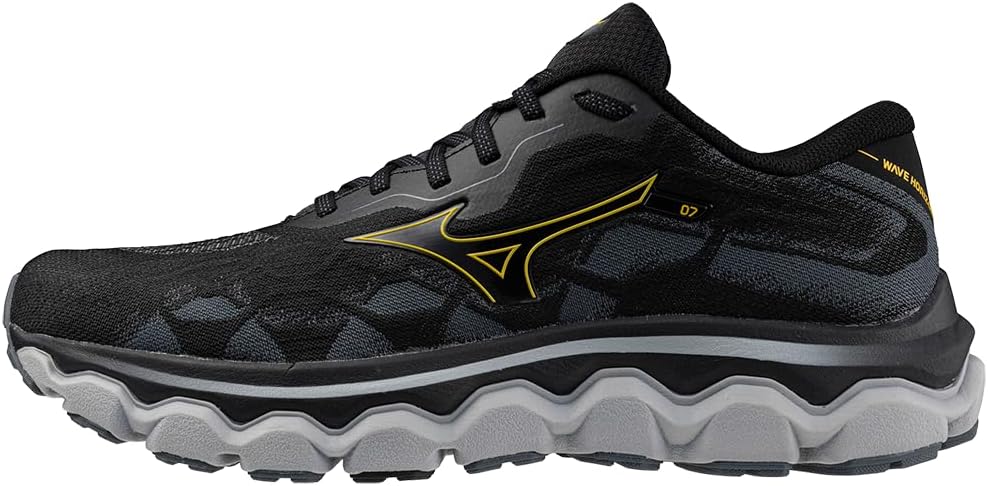 Mizuno Mens Wave Horizon 7 Running Shoe, Black/Citrus, 11 - B0CLVP319T