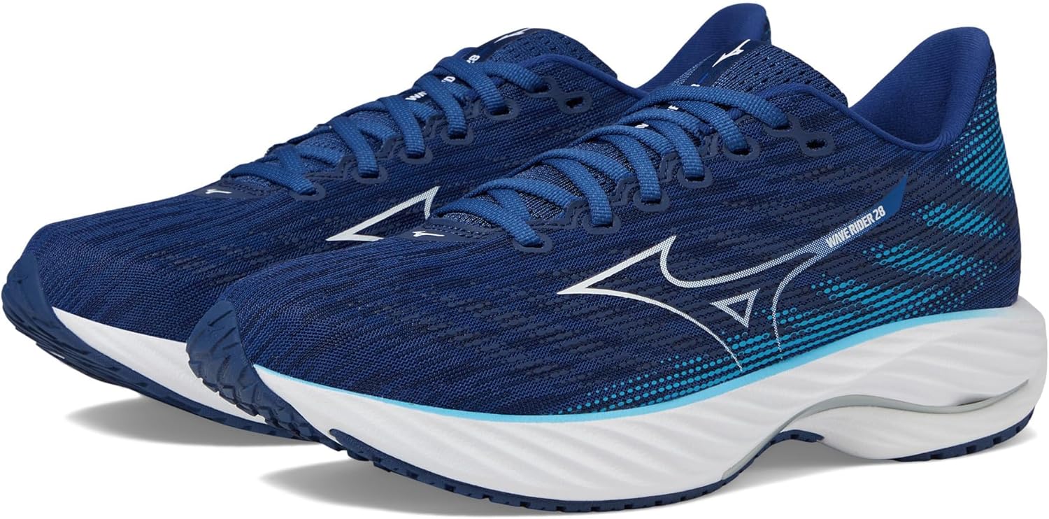 Mizuno Mens Wave Rider 28 Running Shoe, Estate Blue-White, 10 - B0CM42KCKR