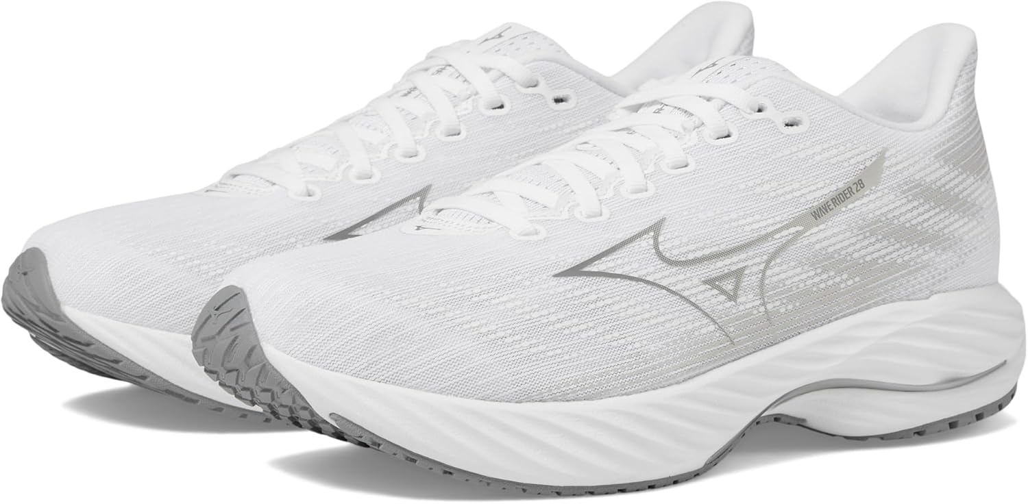 Mizuno Mens Wave Rider 28 Running Shoe, White-Ultimate Grey, 8.5 - B0CM3ZZT6P