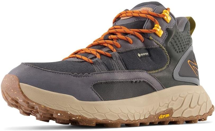 New Balance Men's Fresh Foam X Hierro Mid GTX V1 Trail Running Shoe, Black/Magnet/HOT Marigold, - B0BJ7K5PF5