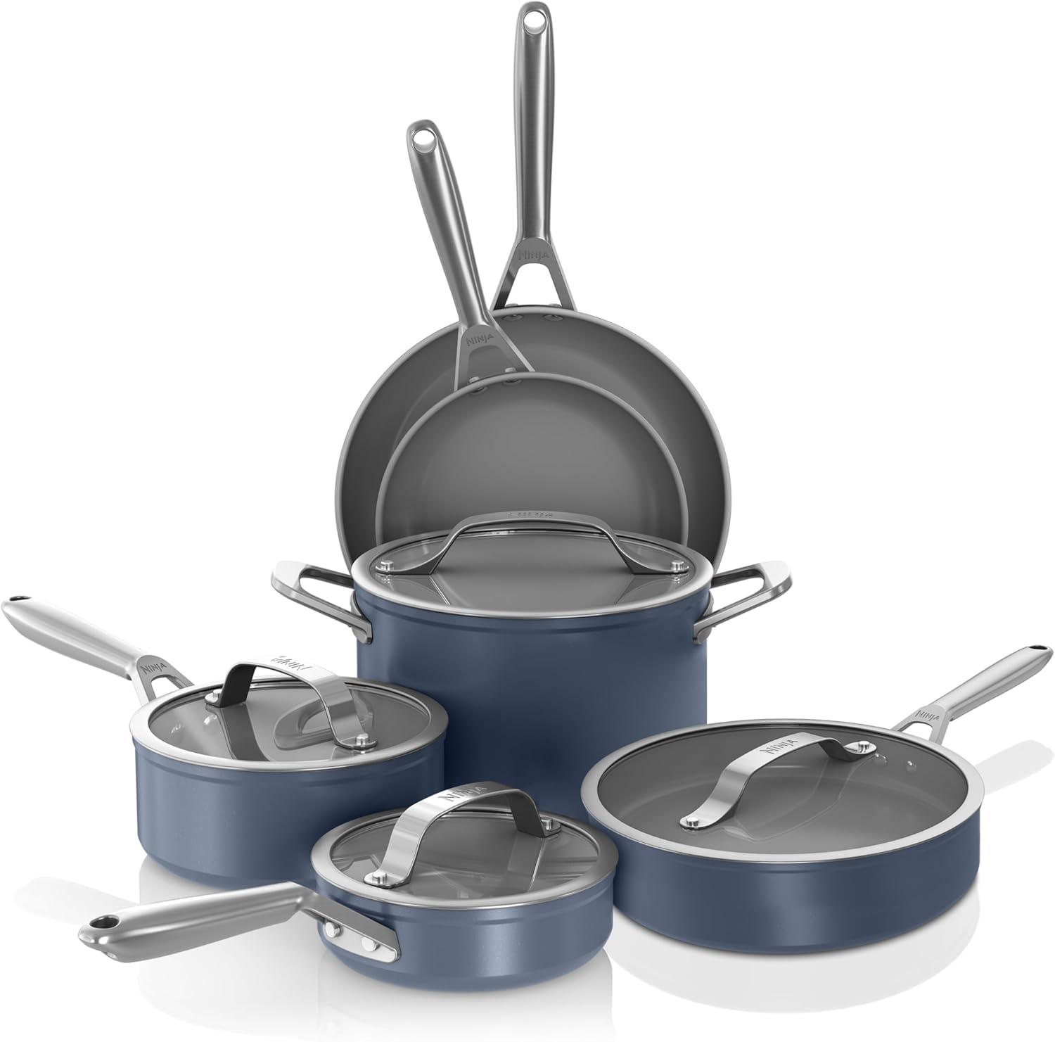 Ninja Ceramic Pro 10-Piece Cookware Set, Non-Stick Pots & Pans Set with Glass Lids, PTFE - B0D31ZKSSK