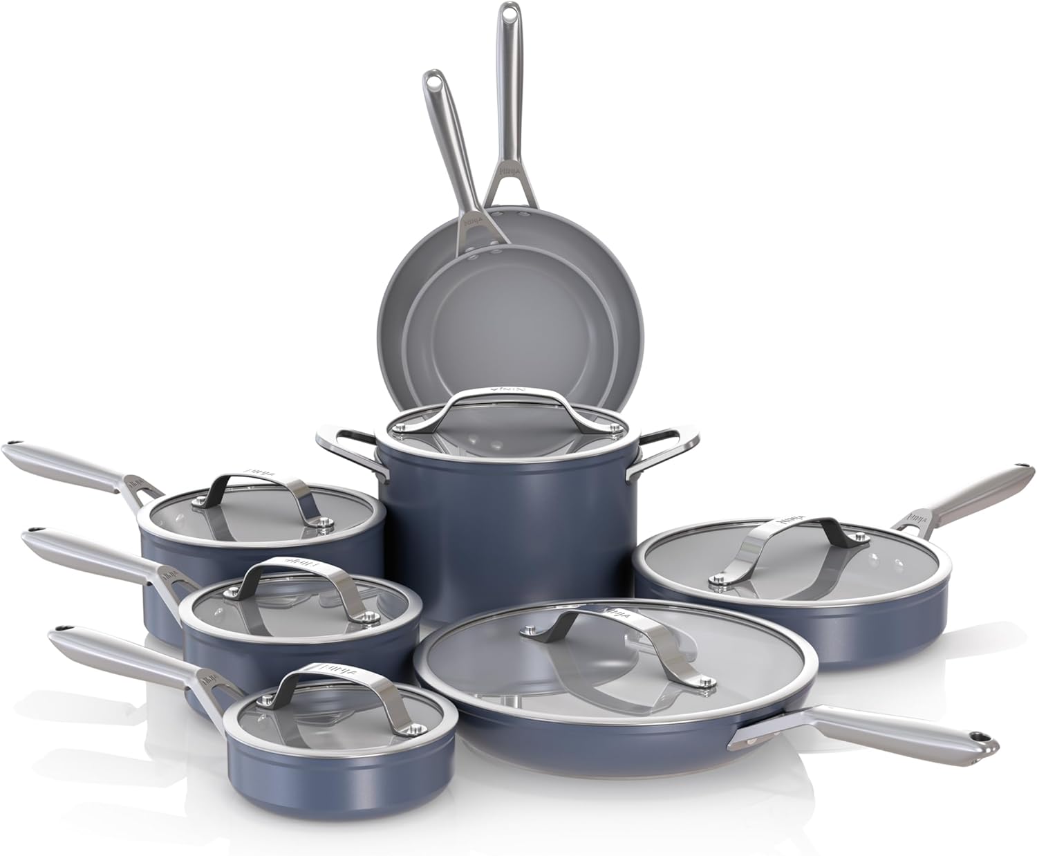 Ninja Ceramic Pro 14-Piece Cookware Set, Non-Stick Pots & Pans Set with Glass Lids, PTFE - B0D4NBB1VK