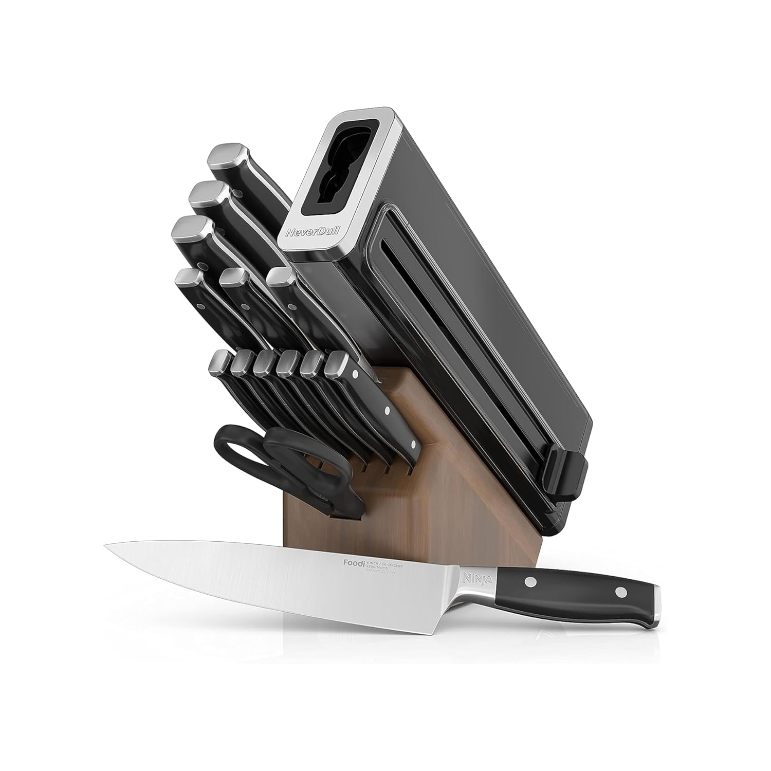 Ninja K52015 Foodi NeverDull 15 Piece Premium Knife System, Wood Series Block, German Stainless Stee - B0B5LWNMP7