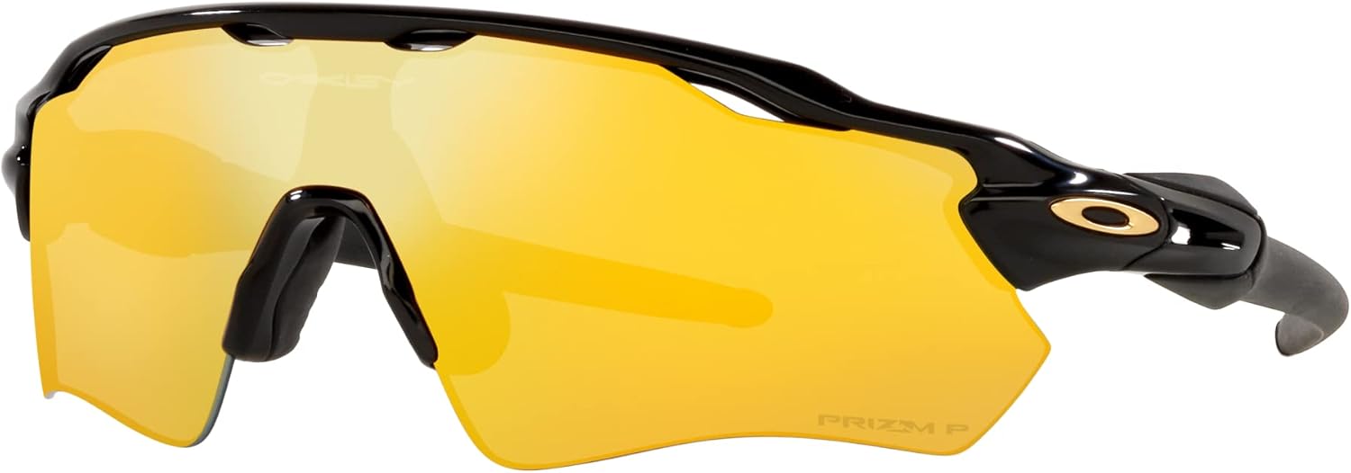 Oakley Men's OO9208 Radar Ev Path Rectangular Sunglasses, Polished Black/Prizm 24K Polarized, 38 mm - B0991XD6N1