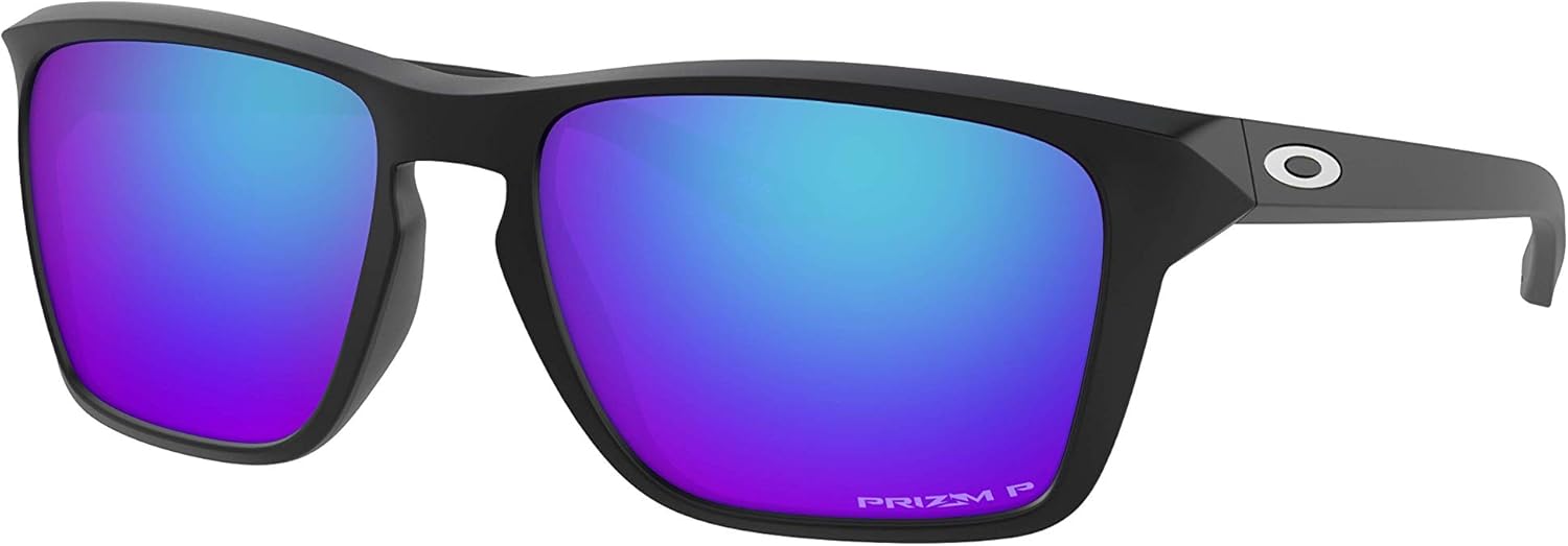 Oakley Men's OO9448 Sylas Rectangular Sunglasses, Matte Black/Prizm Sapphire Iridium Polarized, 57 m - B08HDGXTKH