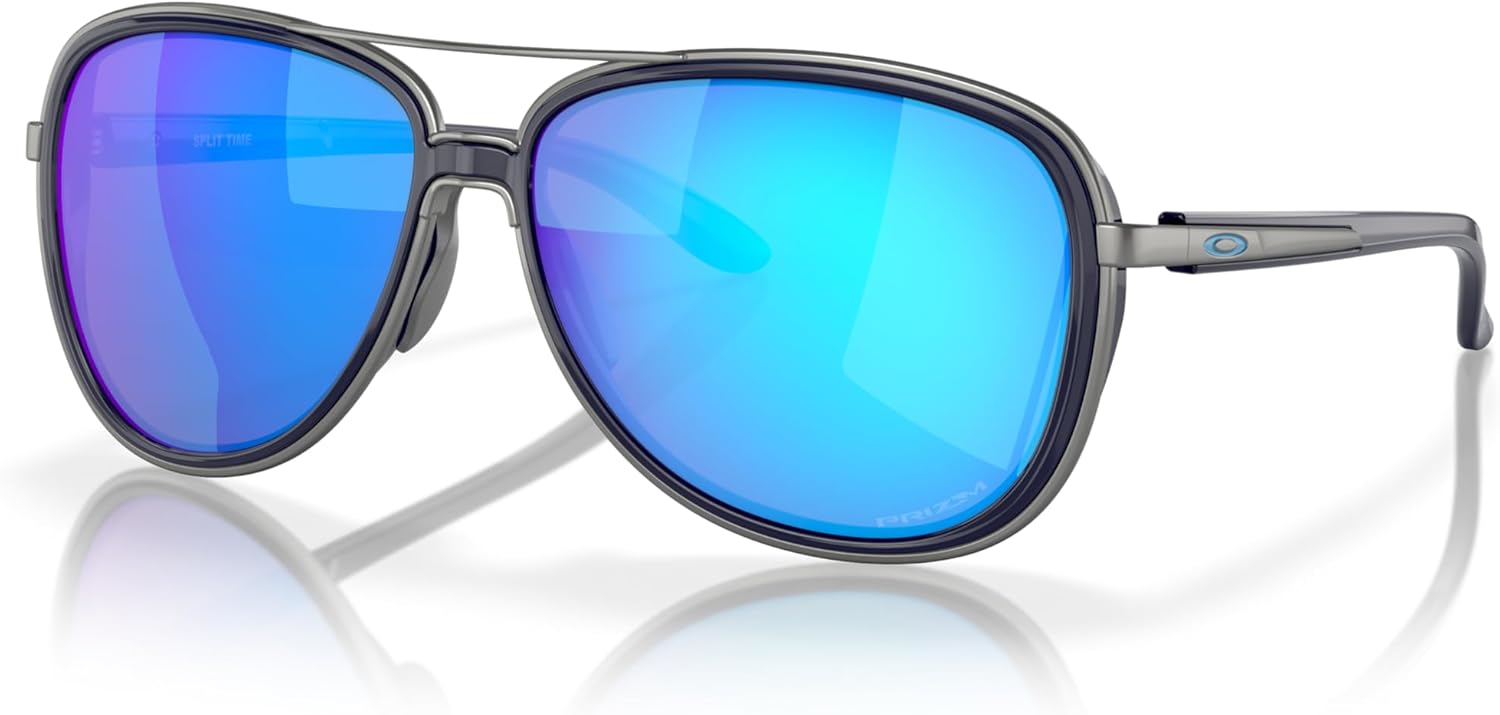 Oakley Women's OO4129 Split Time Aviator Sunglasses, Navy/Prizm Sapphire Iridium Polarized, 58 mm - B078WG57QB