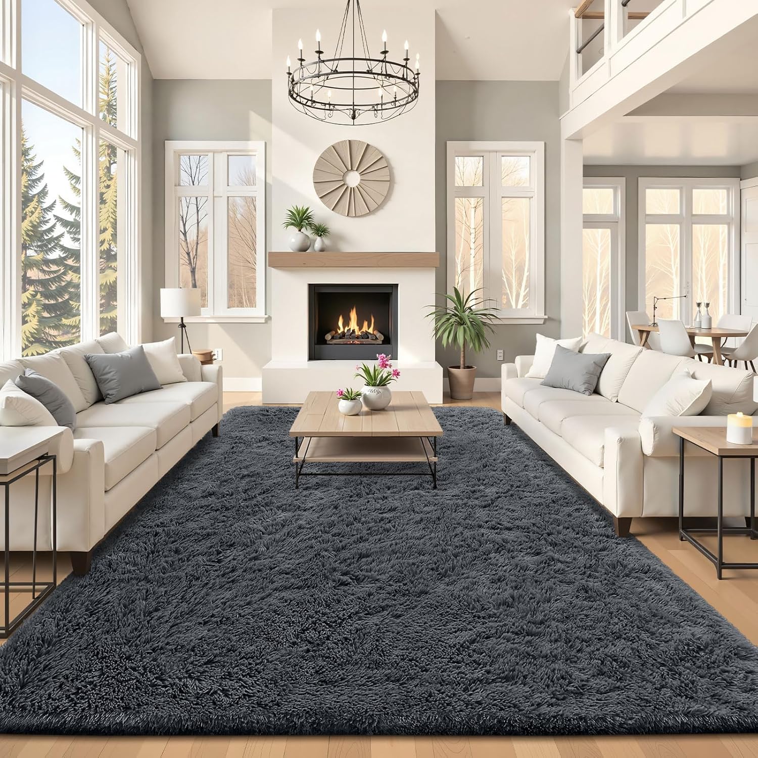 OLANLY 9x12 Machine Washable Large Area Rugs for Living Room, Bedroom, Soft Fluffy Shaggy Bedside - B0D9GDFS3S