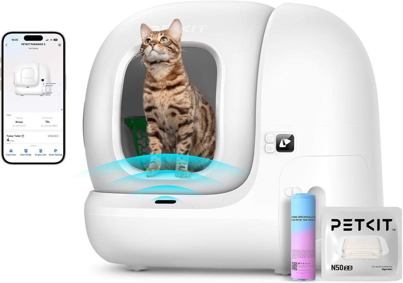 PETKIT PuraMax 2 Automatic Self-Cleaning Cat Litter Box, App Control Scoop-Free Litter Box with Anti - B0DFYF2D7D