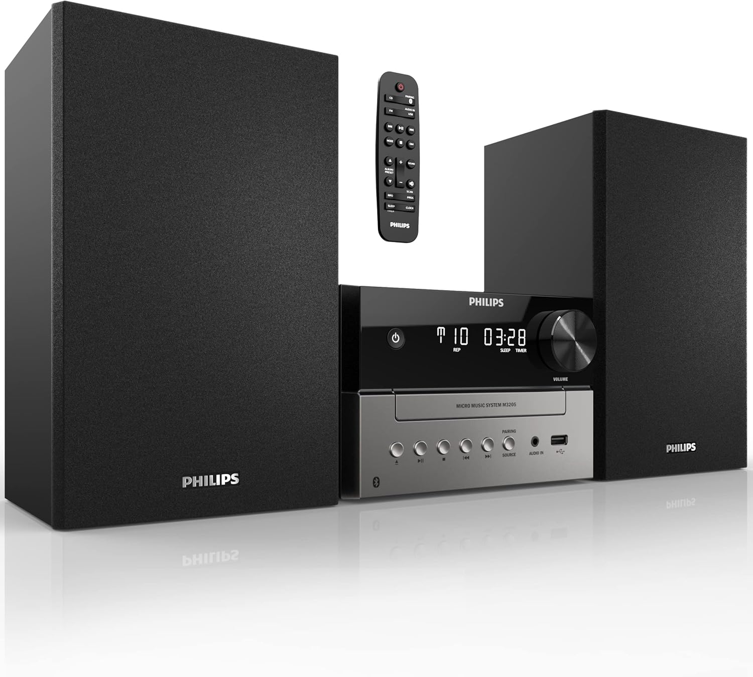 Philips Bluetooth Stereo System for Home with CD Player, Wireless Streaming, MP3, USB, Audio in, - B084G8G5G9