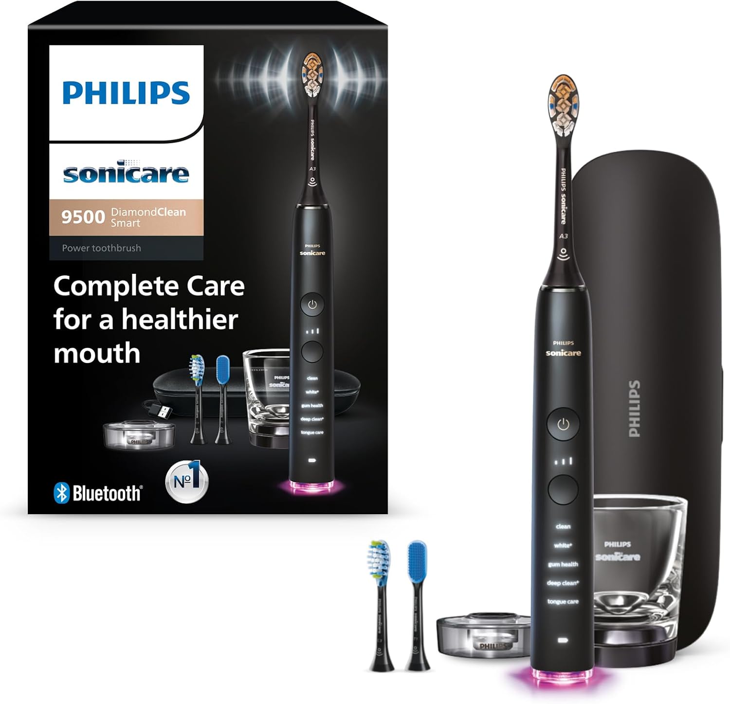 Philips Sonicare DiamondClean Smart 9500 Electric Toothbrush, Sonic Toothbrush with App, Pressure Se - B0CM44GT41