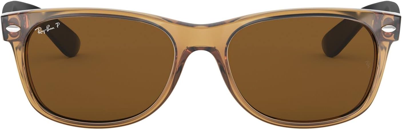 Ray-Ban RB2132 New Wayfarer Square Sunglasses, Honey/Polarized B-15 Brown, 55 mm - B0054QI8UO