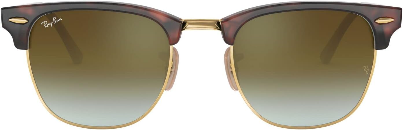 Ray-Ban RB3016 Clubmaster Square Sunglasses, Red Havana/Green Flash Gradient, 51 mm - B01EKD2QVI