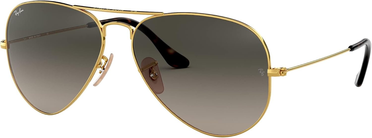 Ray-Ban RB3025 Classic Aviator Sunglasses, Gold/Light Grey Gradient Dark Grey, 62 mm - B015H827S2