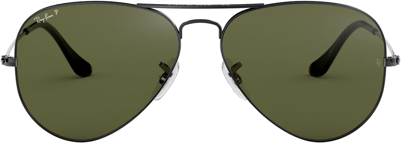 Ray-Ban RB3025 Classic Aviator Sunglasses, Gunmetal/Polarized G-15 Green, 62 mm - B0011TFMAM