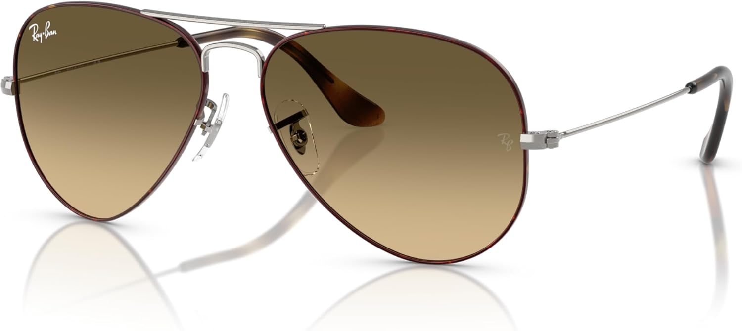 Ray-Ban RB3025 Classic Aviator Sunglasses, Havana On Gunmetal/Brown Vintage Gradient Black, 62 mm - B0D9ZXSYND