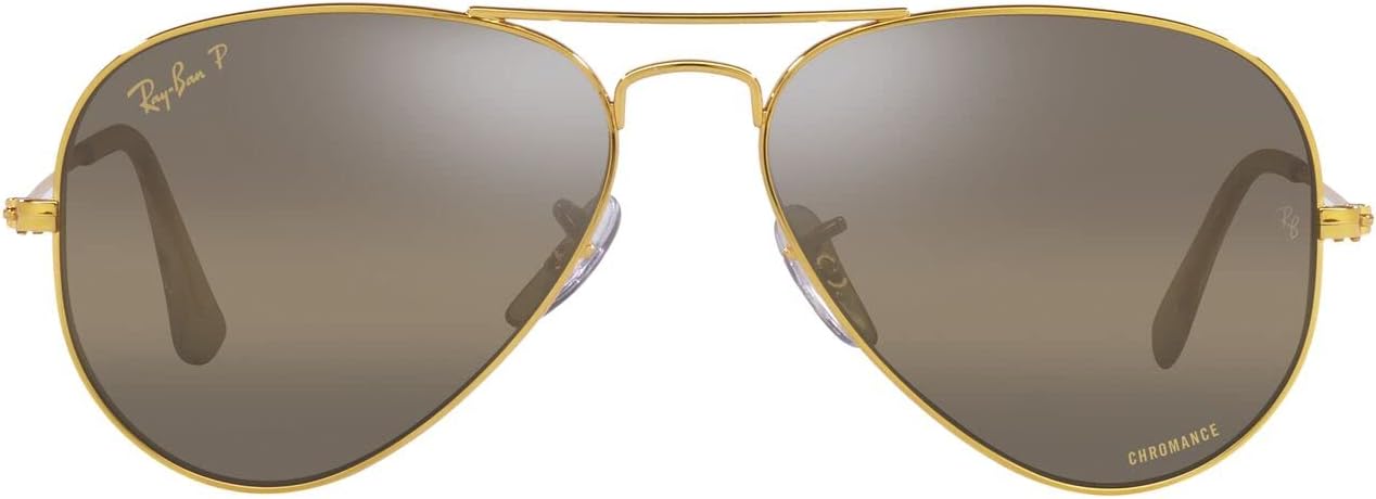 Ray-Ban RB3025 Classic Aviator Sunglasses, Legend Gold/Polarized Clear Gradient Dark Brown, 55 mm - B09TNJGYSR