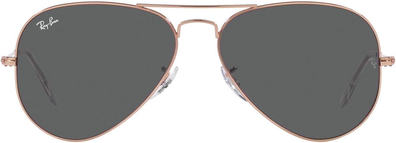 Ray-Ban RB3025 Classic Aviator Sunglasses, Rose Gold/Dark Grey, 58 mm - B0BXNPHTCM