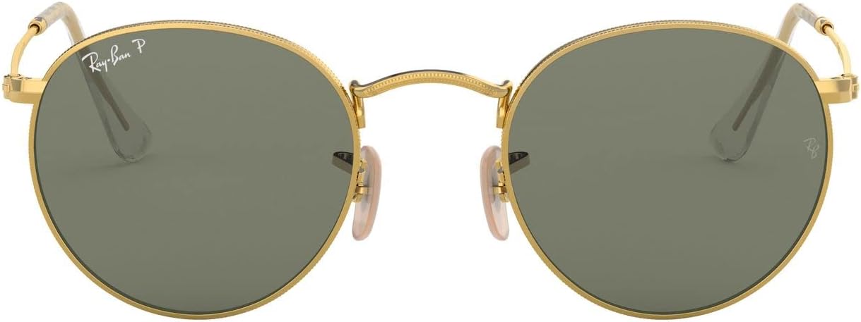 Ray-Ban Rb3447 Round Metal Sunglasses, Gold/Green Polarized, 50 mm - B07Y9MLZQ4