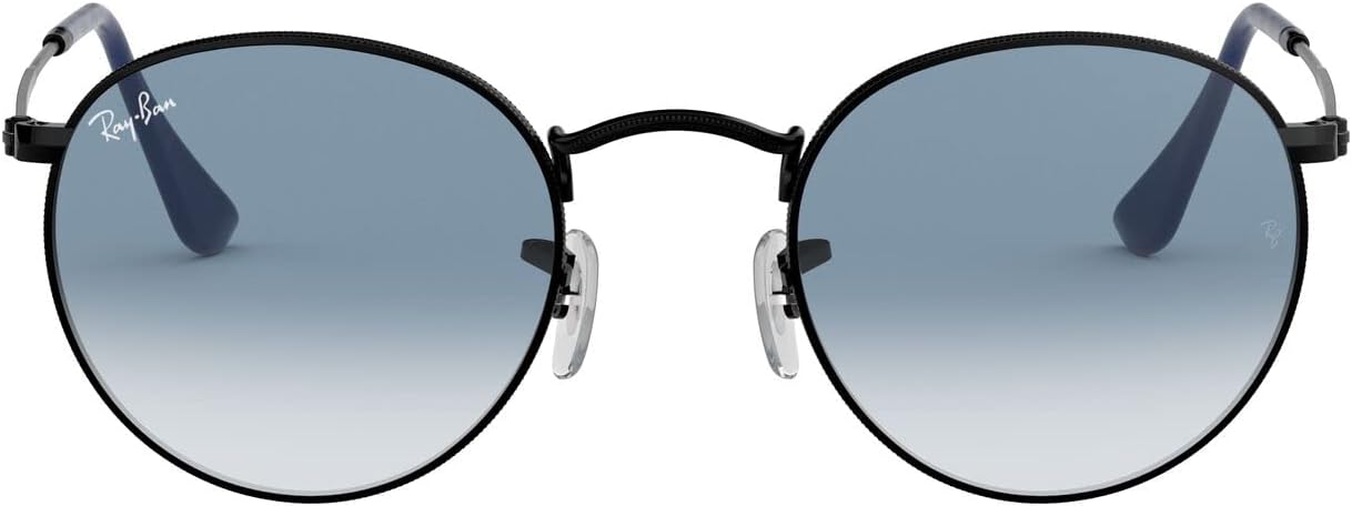 Ray-Ban Rb3447 Round Metal Sunglasses, Matte Black/Clear Gradient Blue, 50 mm - B004X6KAJS